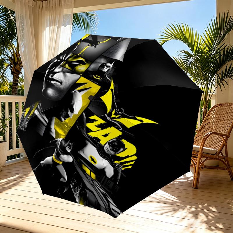 Batman Print Automatic Open Close Umbrella, Portable Foldable Umbrella, for Outdoor Commute Camping Trip, Ideal Birthday Gift