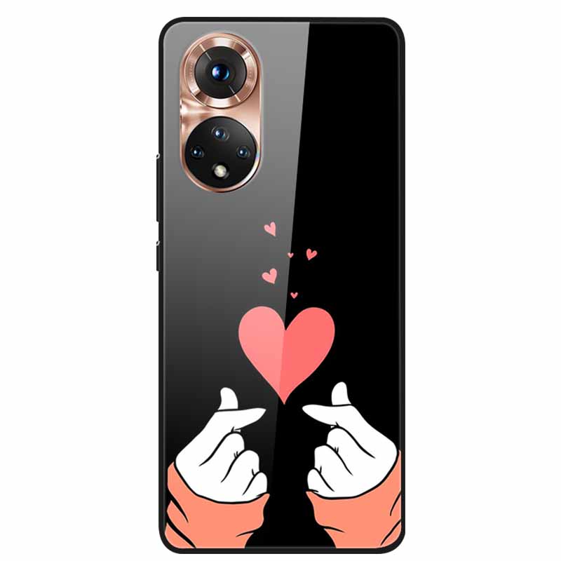 For Honor 50 Case Cartoon Tempered Glass Back Cover Hard Case For Huawei Honor 50 Pro Phone Cases NTH-AN00 NTH-NX9 Fundas Coque