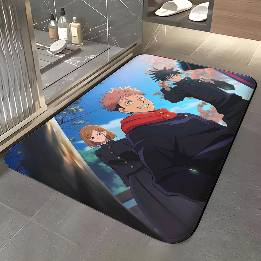 Anime J-Jujutsu Kaisen Floor Mat Soft Flannel Entrance Door Mat Non Slip Absorbent Bathroom Bedroom Floor Rug