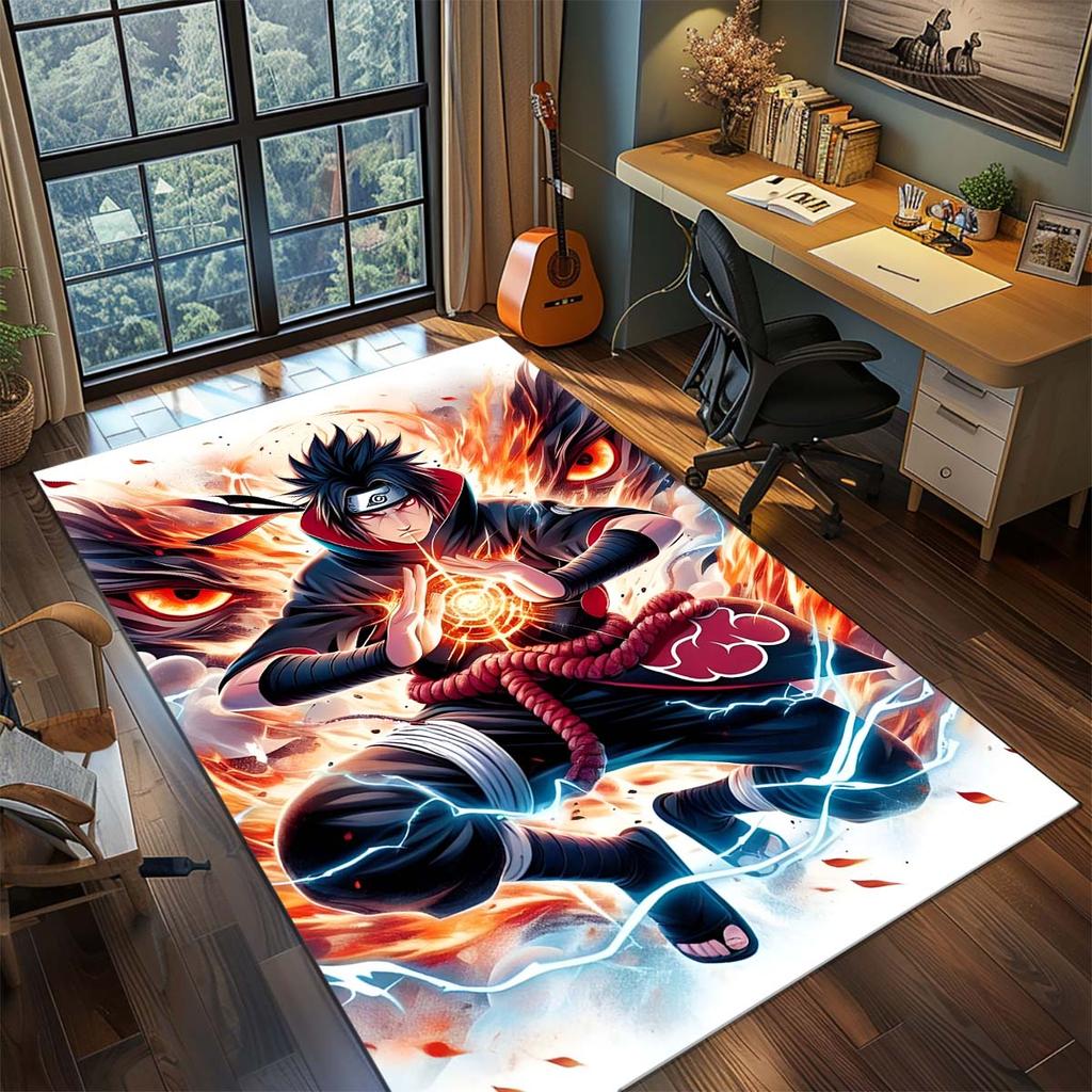 Naruto Anime Rug Carpet Large Area Rug Non Slip Washable Floor Mat Gamer Room Bedroom Home Decor