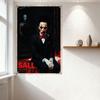 Gothic Horror Vintage Metal Tin Sign, Man In Black Suit with Red Makeup, Eerie Shadow Figure, 'SALL' Text, Retro Poster Wall Dec