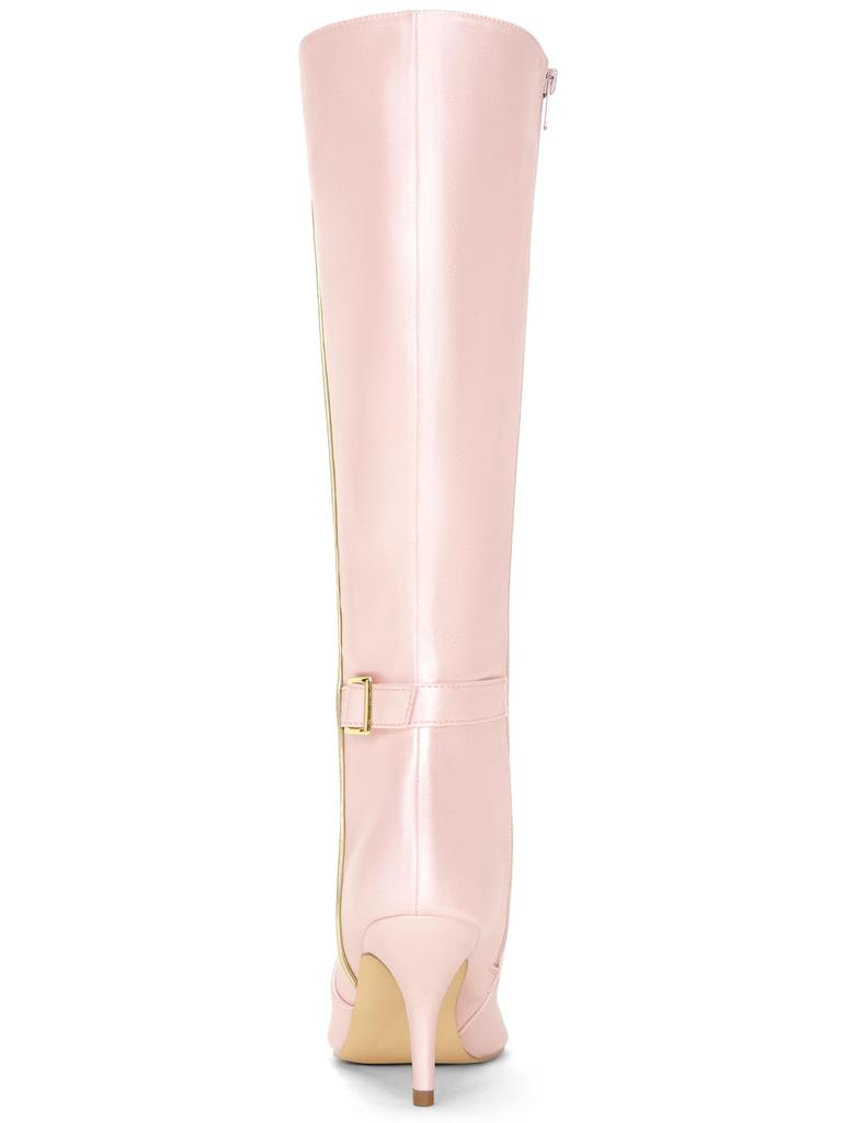 Allegra K Knee-High Boots with Stiletto Heels and Pointed Toes, Women's, Sparkly Pink, Size 25.0cm