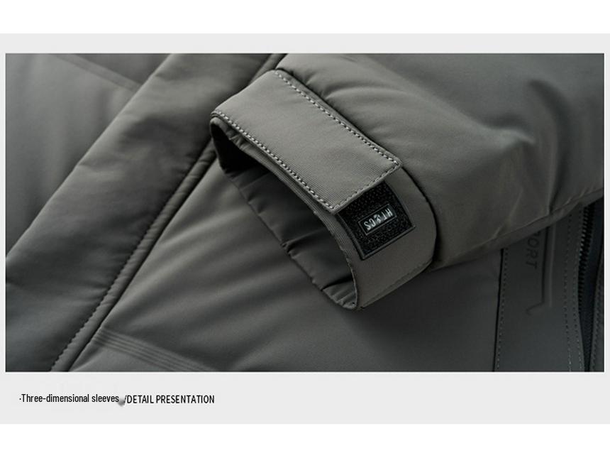 Men's Mid-Length Winter Down Jacket with Detachable Hood - Thick, Warm White Duck Down for Casual Wear