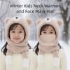 Windproof Plush Neck Scarf Plush Kids Bear Hat Keep Warm Face Guard Hat  Children Use