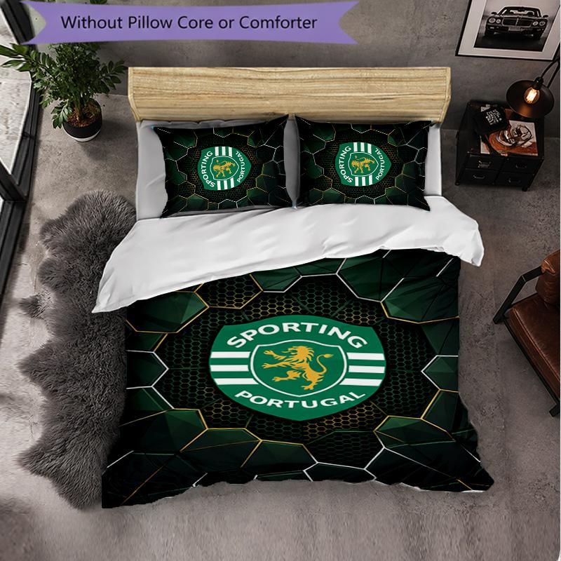 Biancheria da Letto a Tema Sporting CP FC Set 3 Pezzi Copripiumino Biancheria da Letto Decorativa per Camera Adolescenti Decorazione Casa