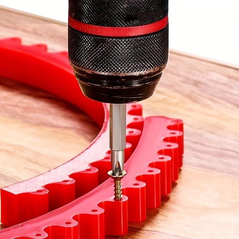 1 buc. Profilator din lemn, Bandă de profilare, Șablon flexibil cu curbă, Reglabil și fix, Instrument ghid pentru contururi cu forme complexe, Material durabil.