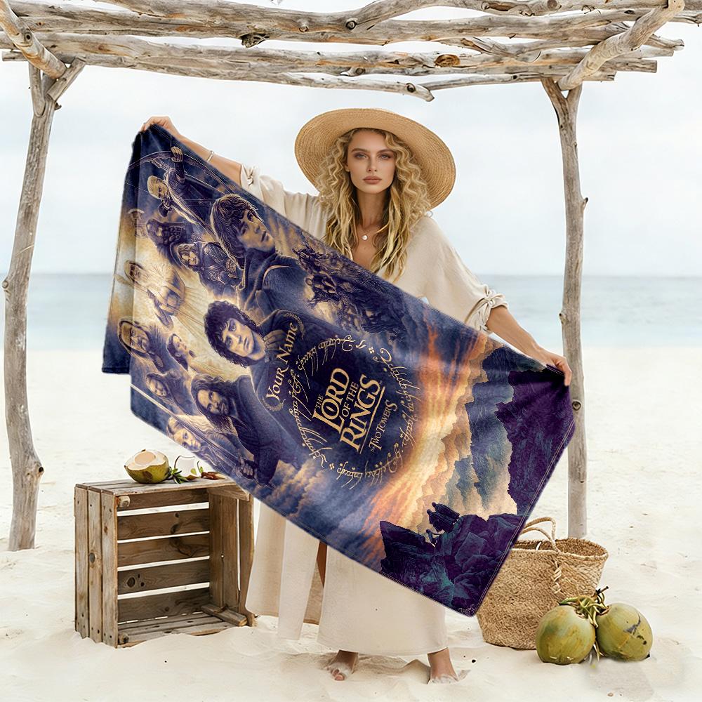 Lord Rings Customize Text Beach Towel Super Soft Microfiber Quickdry Fabric