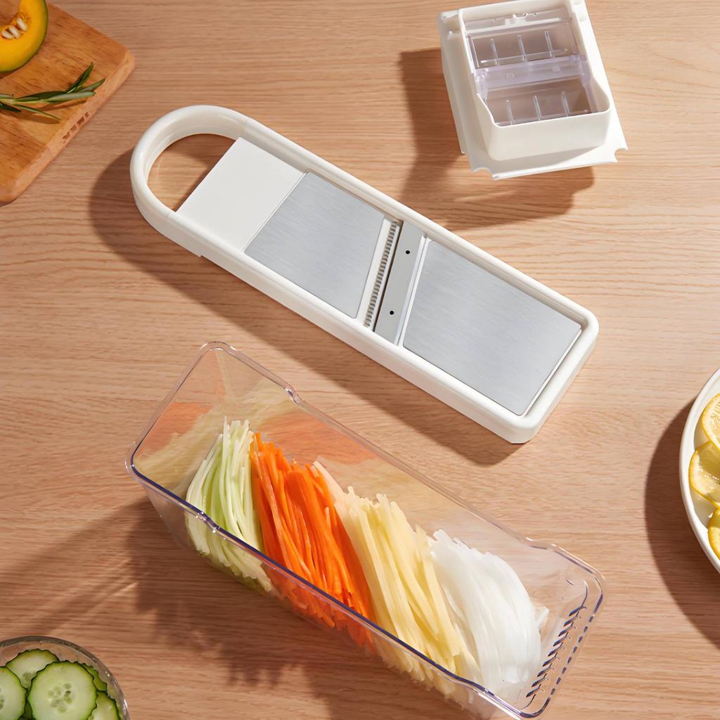 Mandoline Cutter with Container Stainless Steel Vegetable Grater Box Julienne Cutter with Catcher Safety
