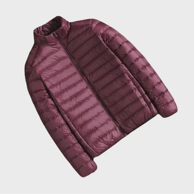 Men's Ultra-Light Winter Cotton Jacket, Short Stand-Up Collar, Plus Velvet, Large Size