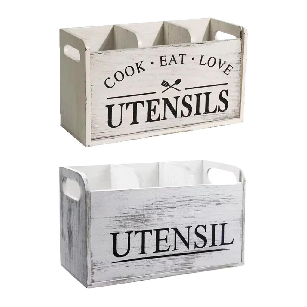 Boîte à Ustensiles en Bois pour Table Panier à Couverts Porte-Ustensiles de Table Porte-Serviettes de Cuisine Organisateur en Bois pour Couverts Fourchette Couteau Support