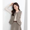 Women's Slim Fit Two Piece Skirt Suit Sleeveless Vest Midi A Line TR Matching Co Ord Set