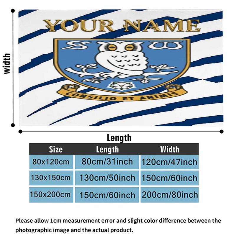 1PC Sheffield Wednesday Football Club Custom Name Patterned Flannel Blanket Suitable For All Seasons for Home Decor Warmth and Comfort Gifts Holiday P