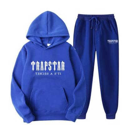TRAP Letter Print Trainingsanzug Set Unisex Fleece Kapuzenpullover Zweiteilig Locker Lässig
