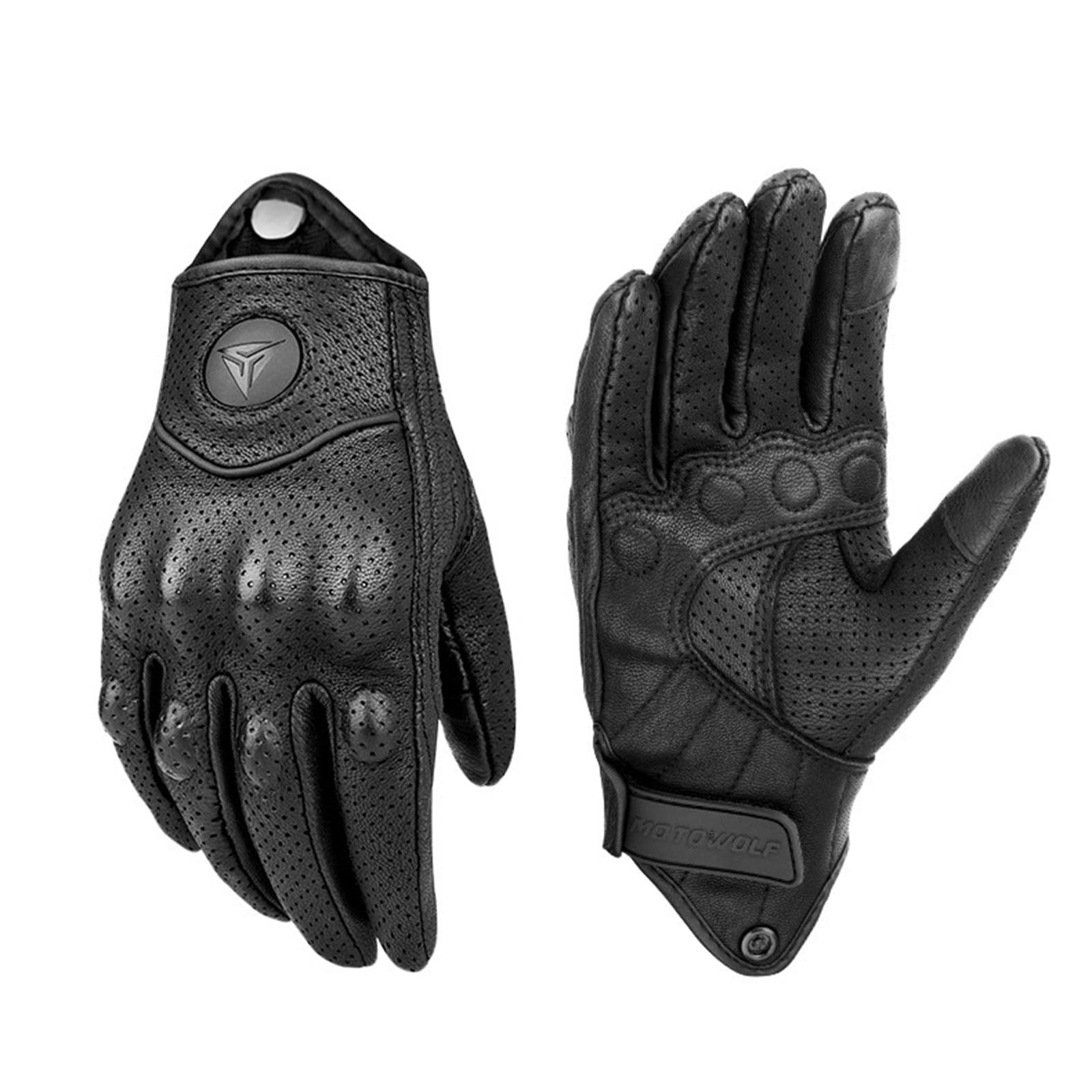 

Genuine Goat Leather Motorcycle Gloves for and Smartphone Protective Touchscreen Outdoor Motorcycle Leather Gloves with Hard Knuckle Impact Abrasion