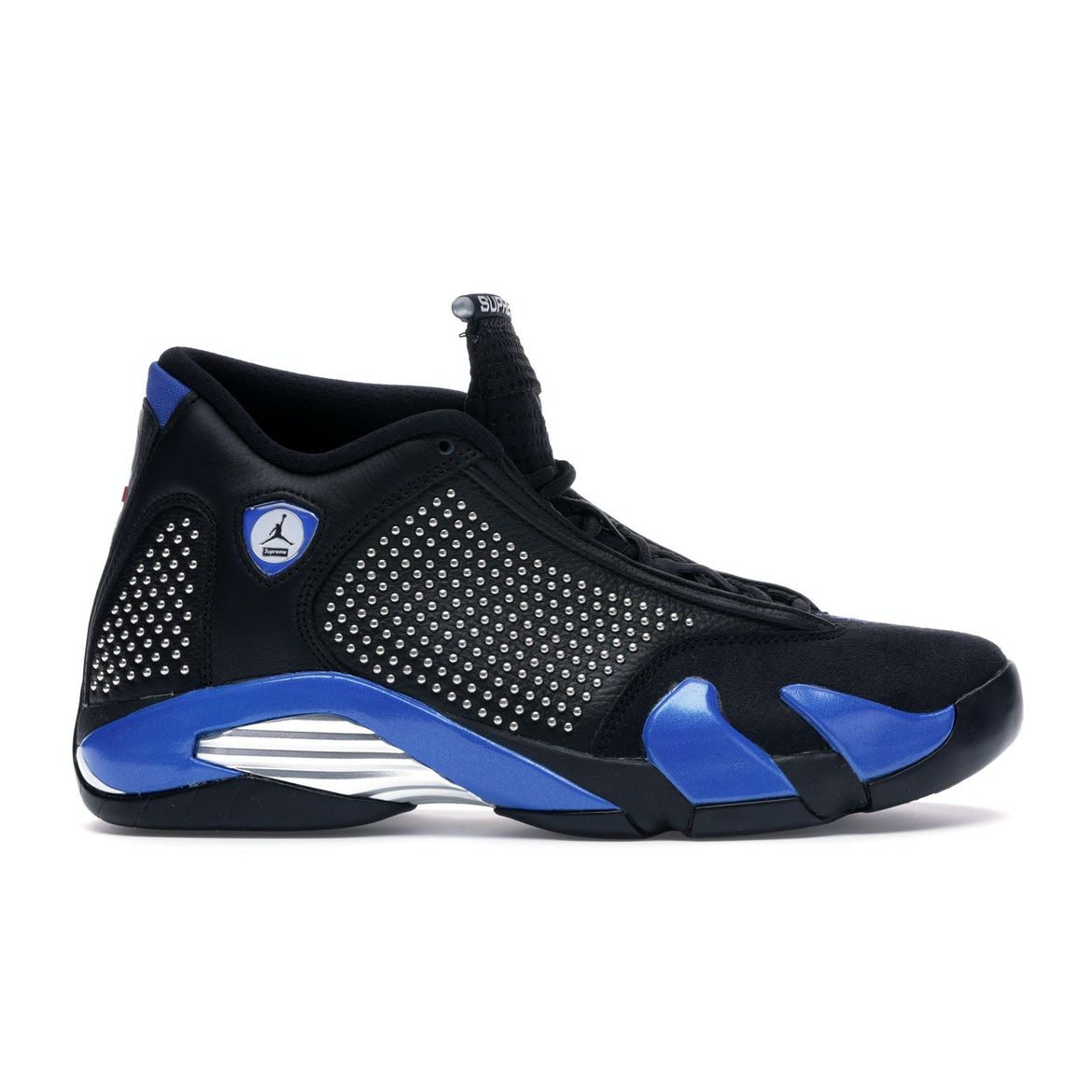 

Supreme x Air Jordan 14 Retro Black Varsity Royal Мужские кроссовки Chrome BV7630-004