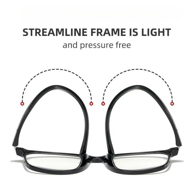 Modische Lesebrille mit quadratischem Rahmen, hochauflösend, Blaulichtfilter, Unisex, ultraleicht, bequem, Presbyopie-Brille