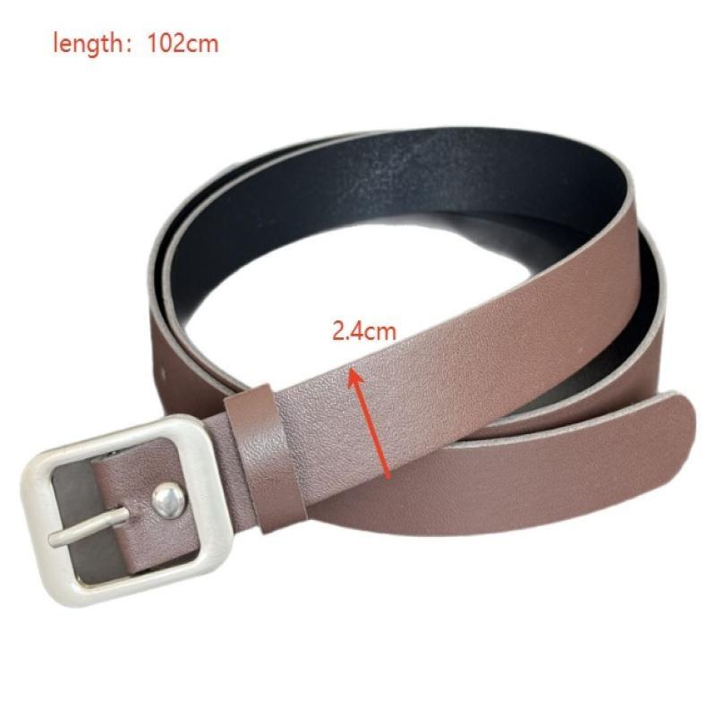 Fashion Pu Leather 102Cm Long 2.4Cm Wide Silver Square Metal Buckle Women Belts Matched Dress And Jeans Women'S Waistband