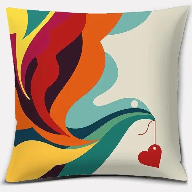Colorful Abstract Series Double-Sided Printed Pillow Cover Short Plush Suitable Living Rooms Bedrooms Sofas Throw Cushion Cover
