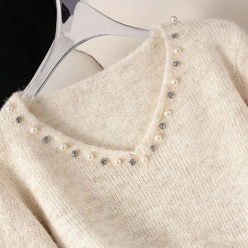Sweater for Women Autumn Winter Thickened Pullover Warm Knitted Stretchy Long Sleeve Oversize Jumper Tops