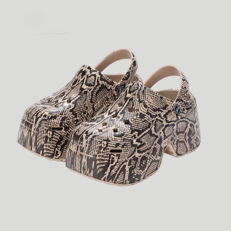 

Леопардовые сабо на толстой подошве для женщин, сандалии на массивной платформе с закрытым носком, женские летние шлепанцы на очень высокой танкетке, женские 39-40