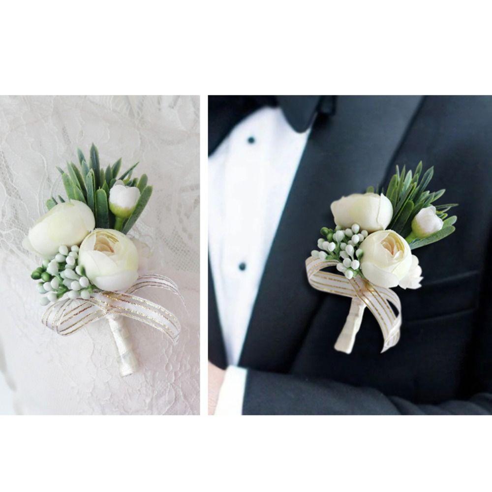 Simple Bridal Corsage Elegant Artificial Flower Bud Corsage For Wedding Birthday Bridal Décor