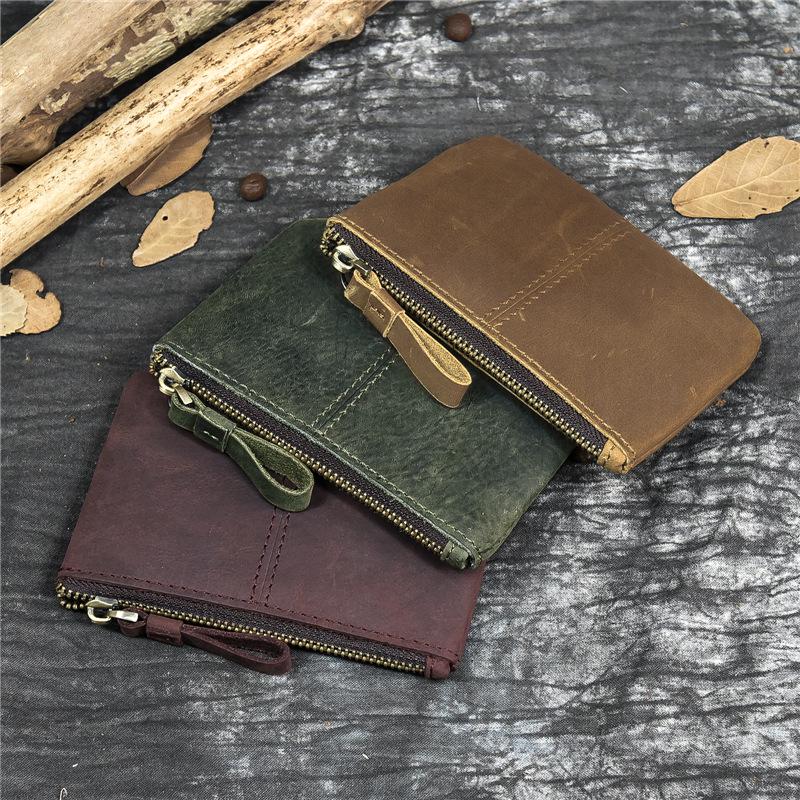 Men's RFID Blocking Genuine Leather Card Holder & Wallet - Crazy Horse Leather, Retro Style, Anti-Magnetic Cowhide 1003