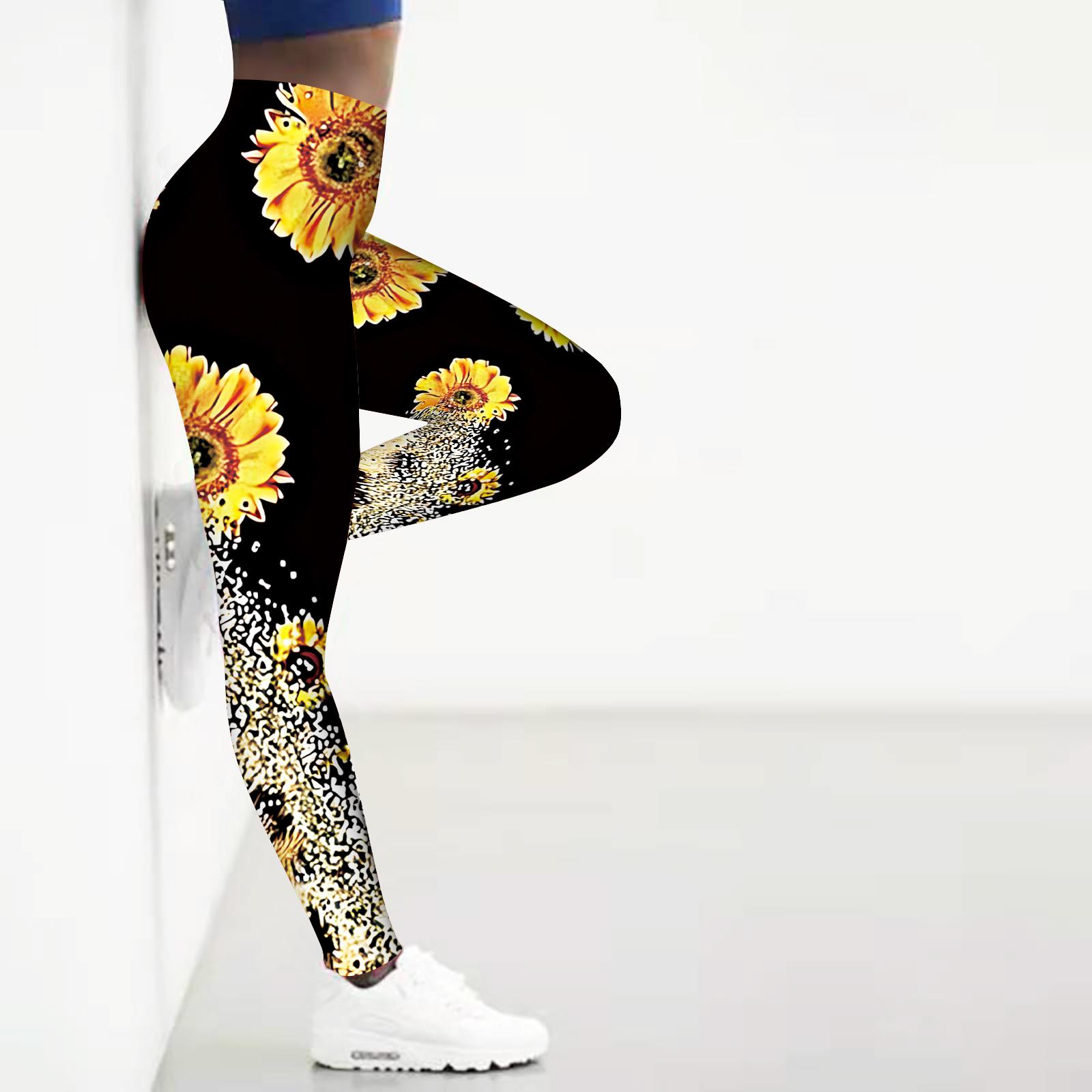 

Жіночі білі легінси для йоги з леопардовим принтом і соняшником 8XL коричневий