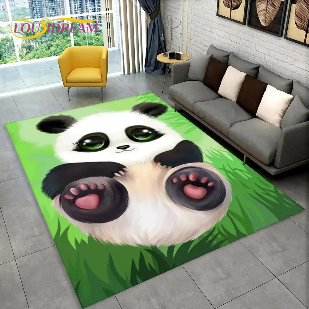Dywan z motywem zwierząt z kreskówek Panda, dywanik do salonu, sypialni dziecięcej, sofy, wycieraczki, kuchni, antypoślizgowa mata podłogowa