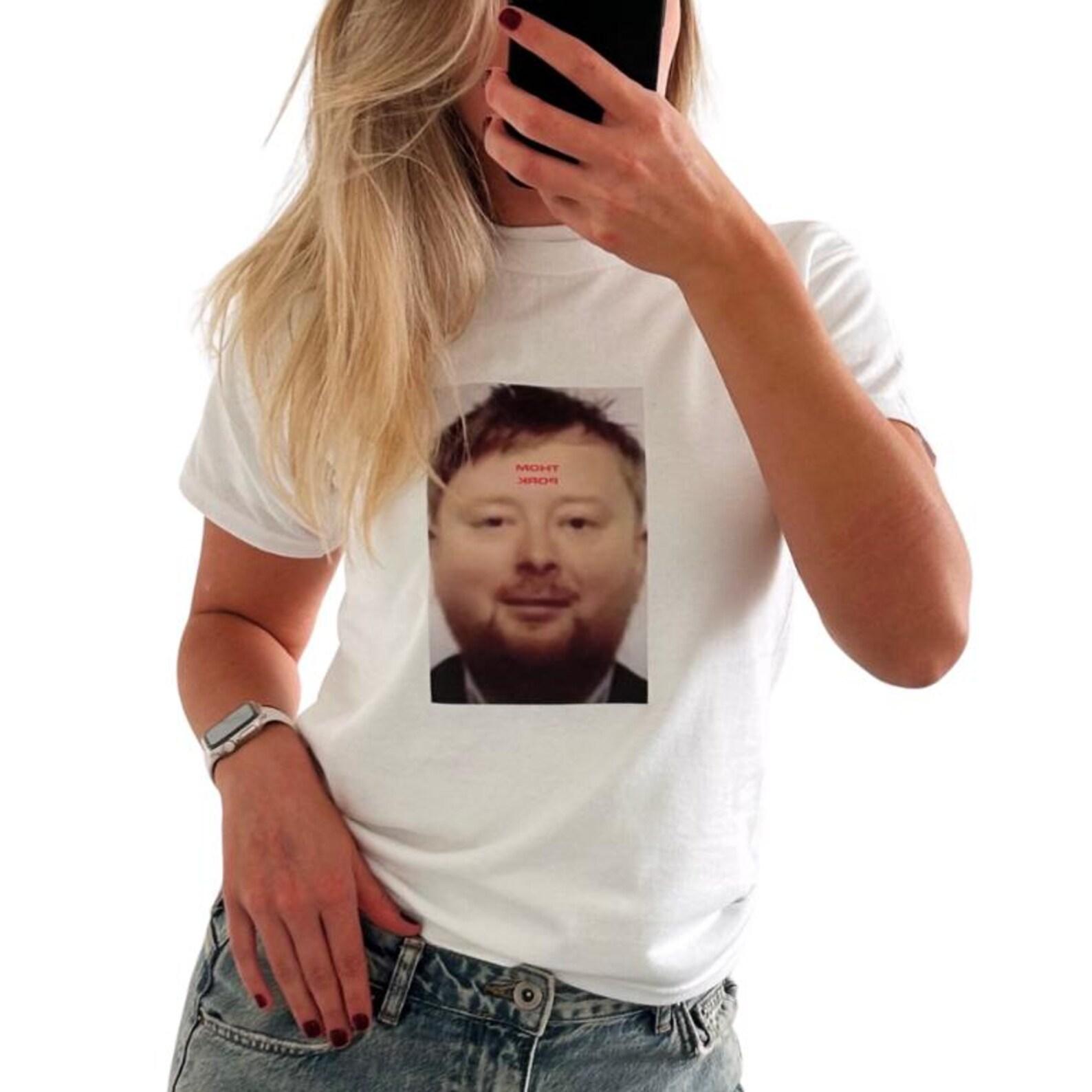 Thom Pork Parody Baby Tee - Hand Printed Cropped Fit Thom Yorke Shirt M