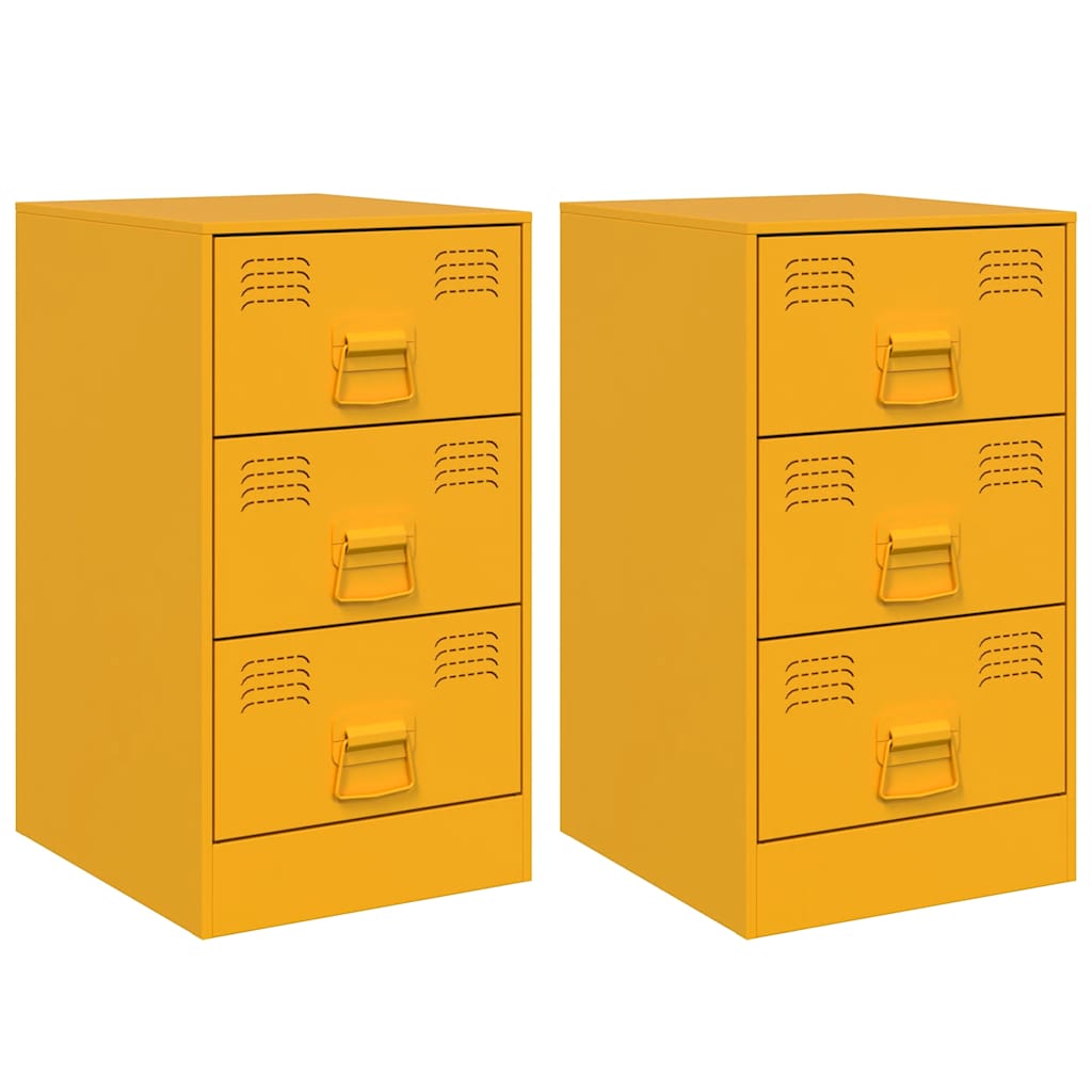 Nightstands 2 pcs. Mustard Yellow 34.5 x 39 x 62 cm Steel