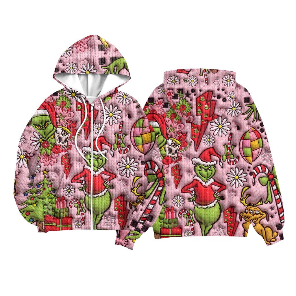 Children Girls And Boys Fashion Jacket Casual Printed Long-sleeved Hooded Cardigan Sweatshirts