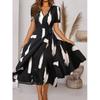 Women's Printed V-neck Short Sleeve Dress Women's Print Short Sleeve Dress