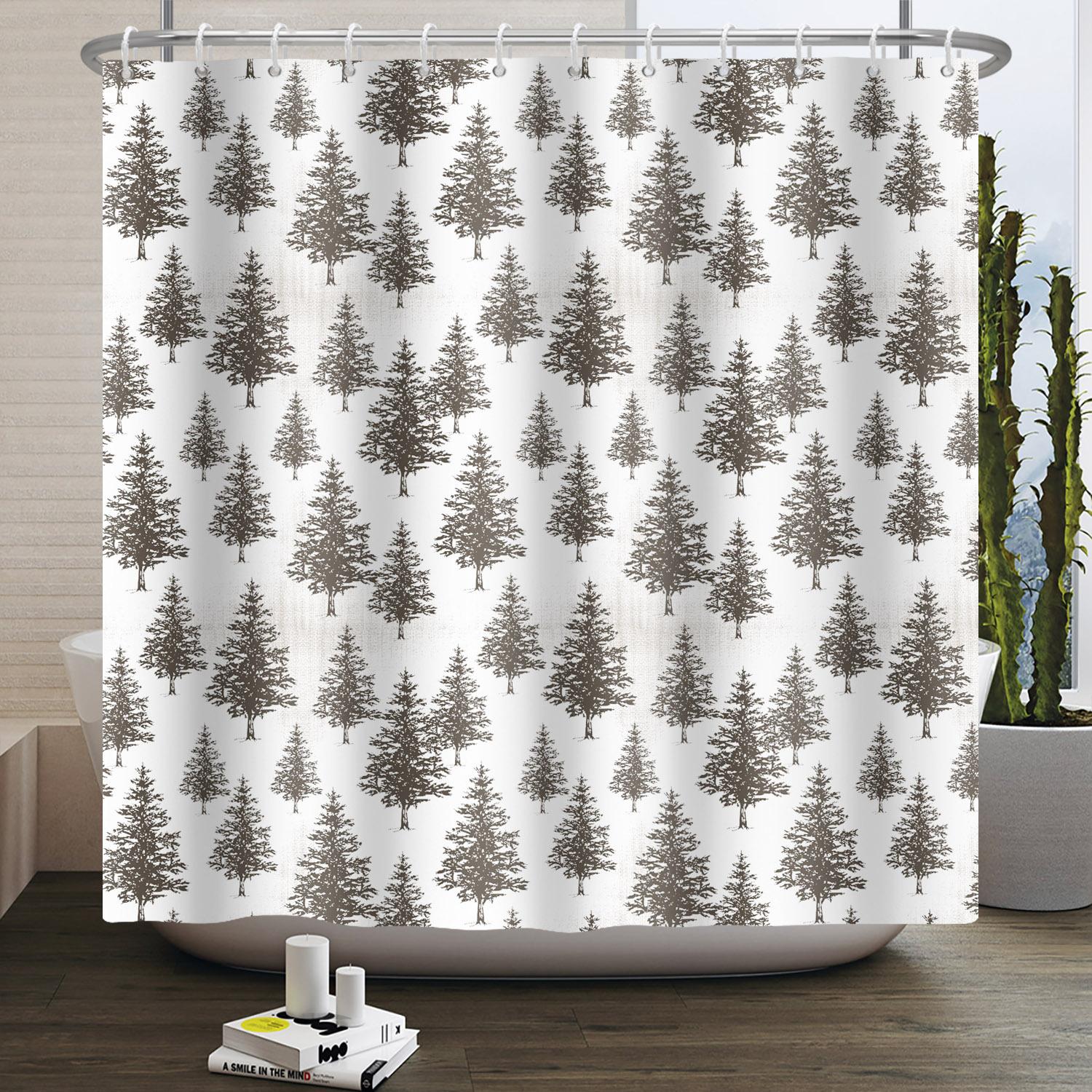 

Small Trees Shower Curtain Children Bathroom Decoration Waterproof Polyester Fabric Bathtub Hanging Curtain With 12 Hooks W60H190(CM)-1 Pcs