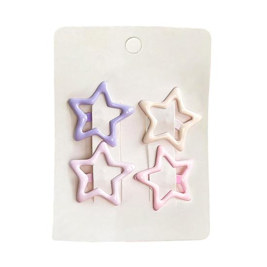 4Pcs Hairpins Hollow Star Heart Butterflies Shape Hair Clips Soft Macaron Colors Gentle BB Clips Kids Hair Accessories