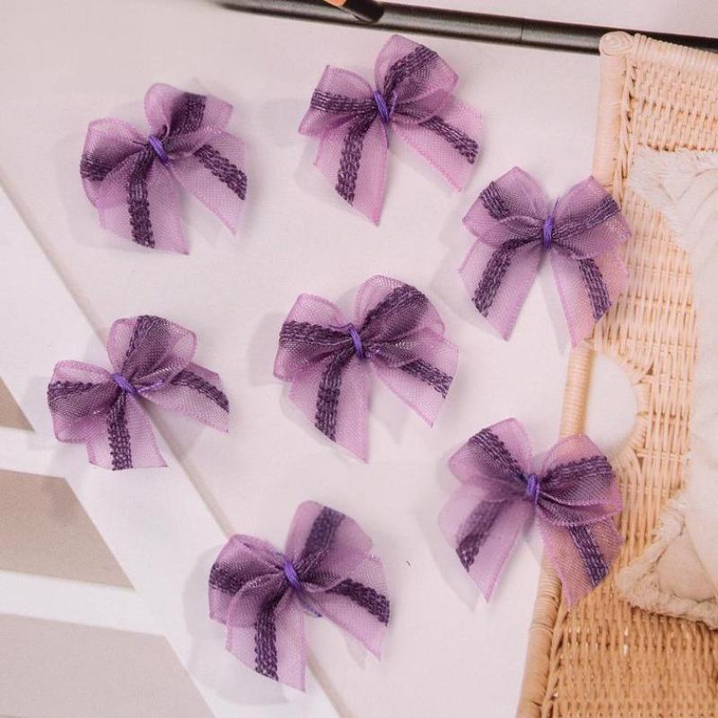 Mesh Ribbon Bows 30pcs Mutilcolor Lace Mini Bowknot Satin Ribbon Bow Flower For DIY Craft Decoration Nail Manicure Accessories