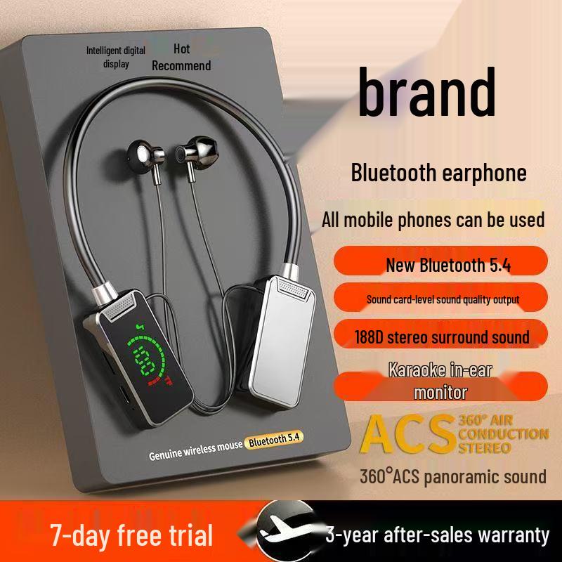 Wireless Neckband Bluetooth Headphones with Digital Display, Noise Cancelling, and Long Battery Life - Compatible with Apple, Huawei, Xiaomi