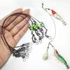 Saltwater Fishing Tackle Luminous Squid Octopus Rig Wire Leader, Glow Beads With Swivel Snap Clip for Cuttlefish Fishing
