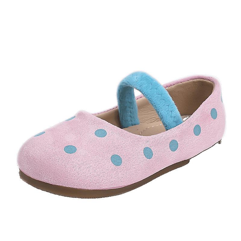 ins children's princess shoes 2025 spring and autumn new Korean version of girls polka dot small leather shoes children soft-soled Doudou single shoes