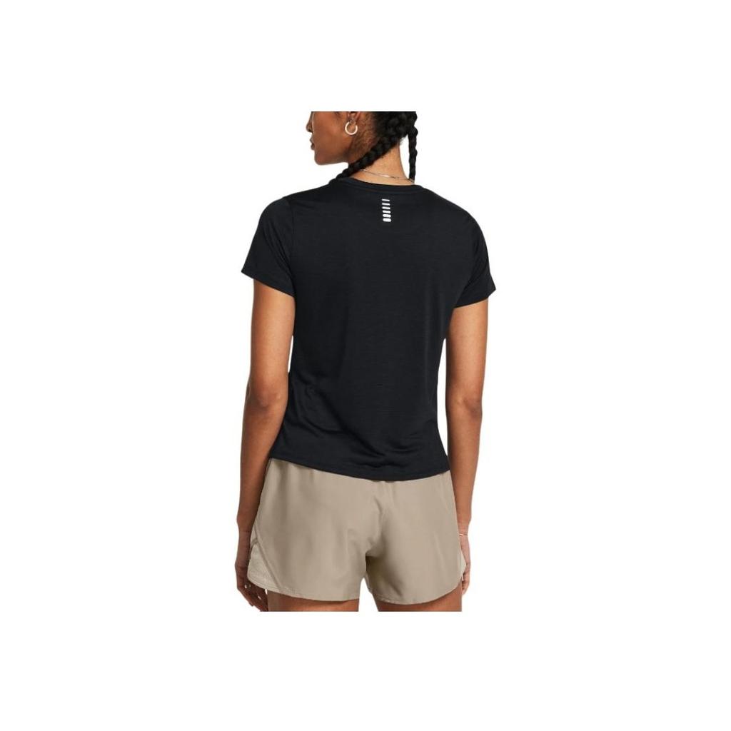 Under Armour Solid Color Brand Logo Round Neck Casual Pullover Short Sleeve T-Shirt Women T-Shirt Black 1382434-001