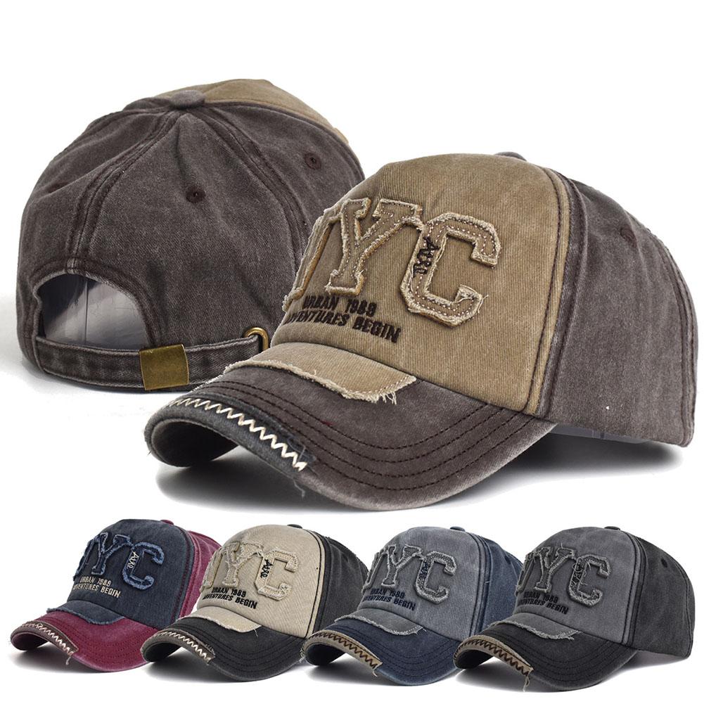Unisex Vintage Washed Cotton Snapback Cap Adjustable Hip Hop NYC Letter Embroidery Baseball Hat Men Women Outdoor Sports Dad Hat