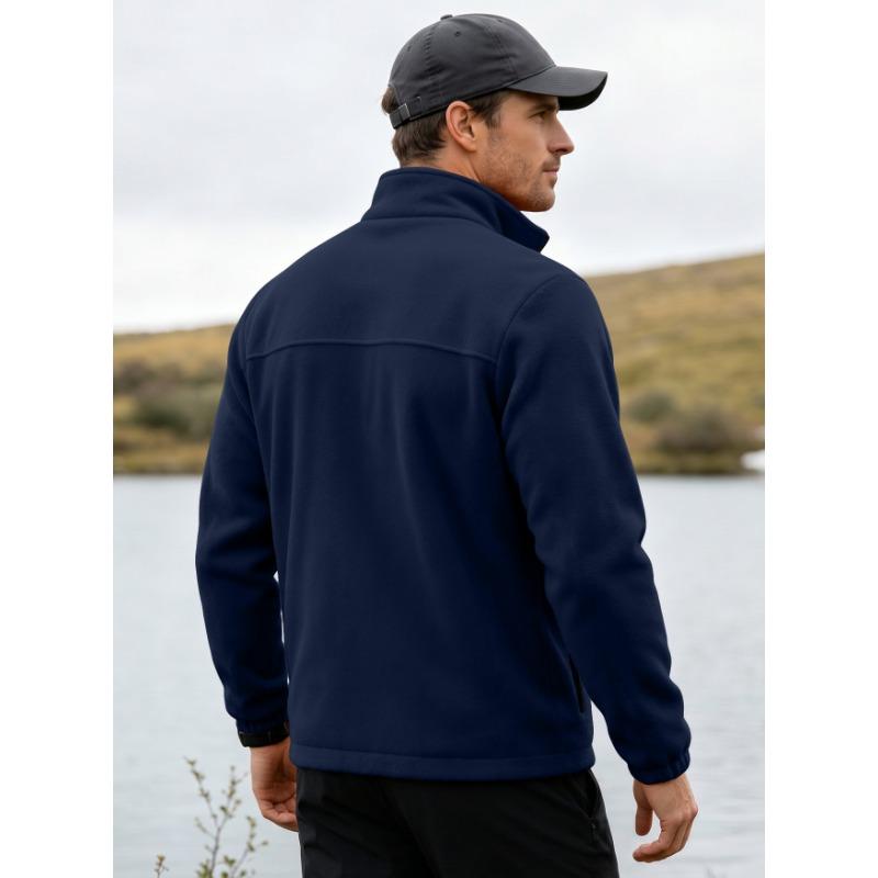 Men S Fleece Zip Stand Collar Jacket Outdoor Warm Plus Size