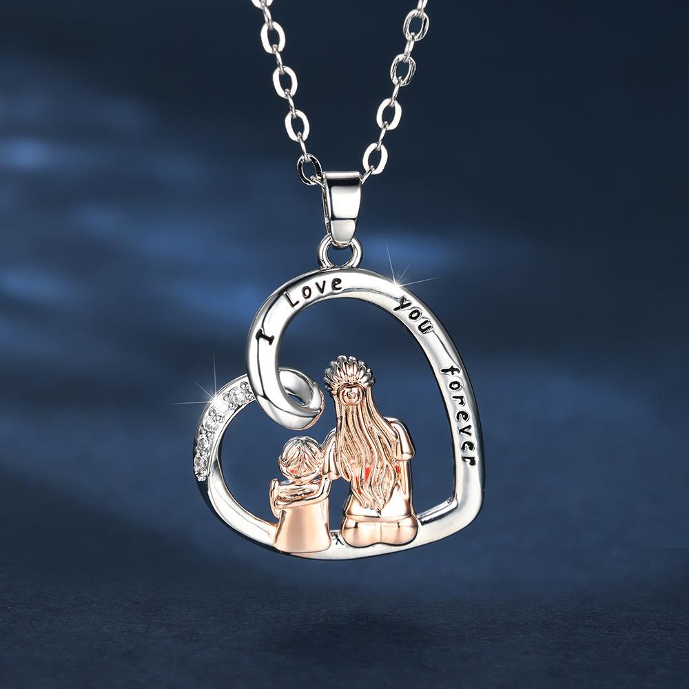 

Palladium white K two-color mother s love necklace retro design style necklace серебряный