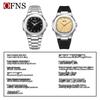 OFNS Men's Double Dial Quartz Square Watch - 30M Waterproof with Arabic Numerals, Ideal for Casual and Business Wear