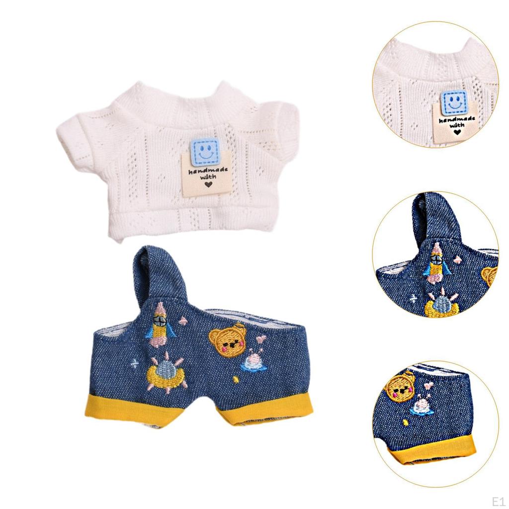 Mini 17cm 6inch Doll Clothes Costume Girl Outfits for Pendant White Blue