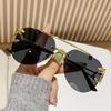 Vintage Rimless Men Women Trendy Gradient Shades Double Bridge UV400 Eyewear