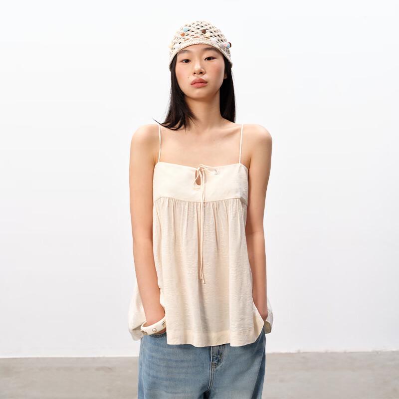 GREEN BELT Women's Solid Thin Strap Tie-Detail Camisole