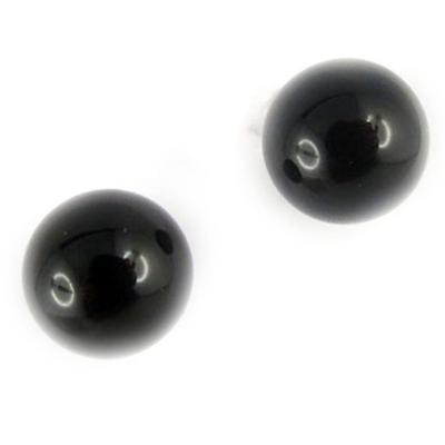 [K9626] - Gold Plated 'Mineralia' Onyx Earrings 8 Mm