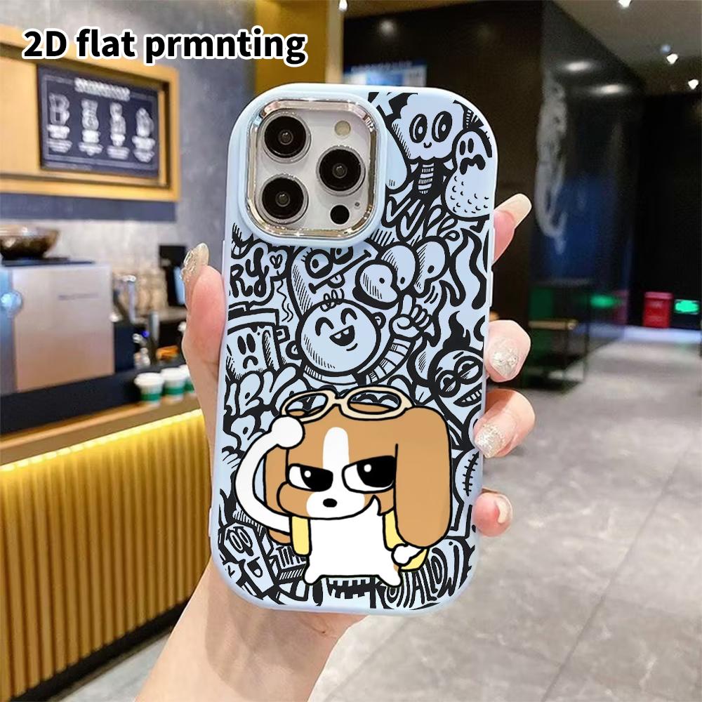 Phone Case: 2D Flat Design Suitable for iPhone 18 17 16 15 14 13 Pro Protective Case, Couple Style, Cartoon Puppies, Christmas and Halloween Gifts
