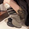 Fashion Medium Heel High Boots Fashion Round Toe Sleeve Belt Buckle Platform Anti-Slip Wear-Resistant Fashion Boots