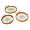 3 Pcs Rattan Tray Round Decorative Rattan Woven Serving Basket with Handles for Living Room
